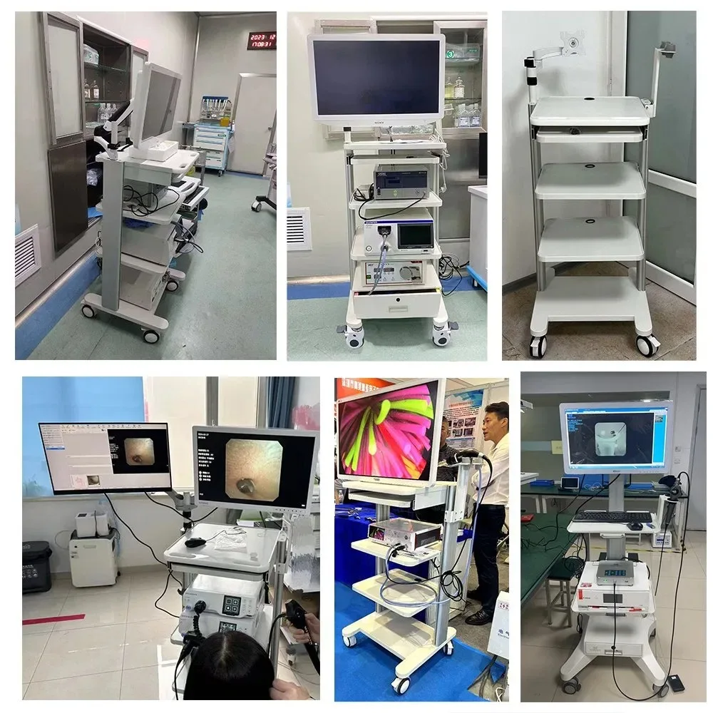 E2-1c Medical Endoscope Trolley Hospital Mobile Workstation Cart Monitor Mount 4-Layers Storage Platform - view 3