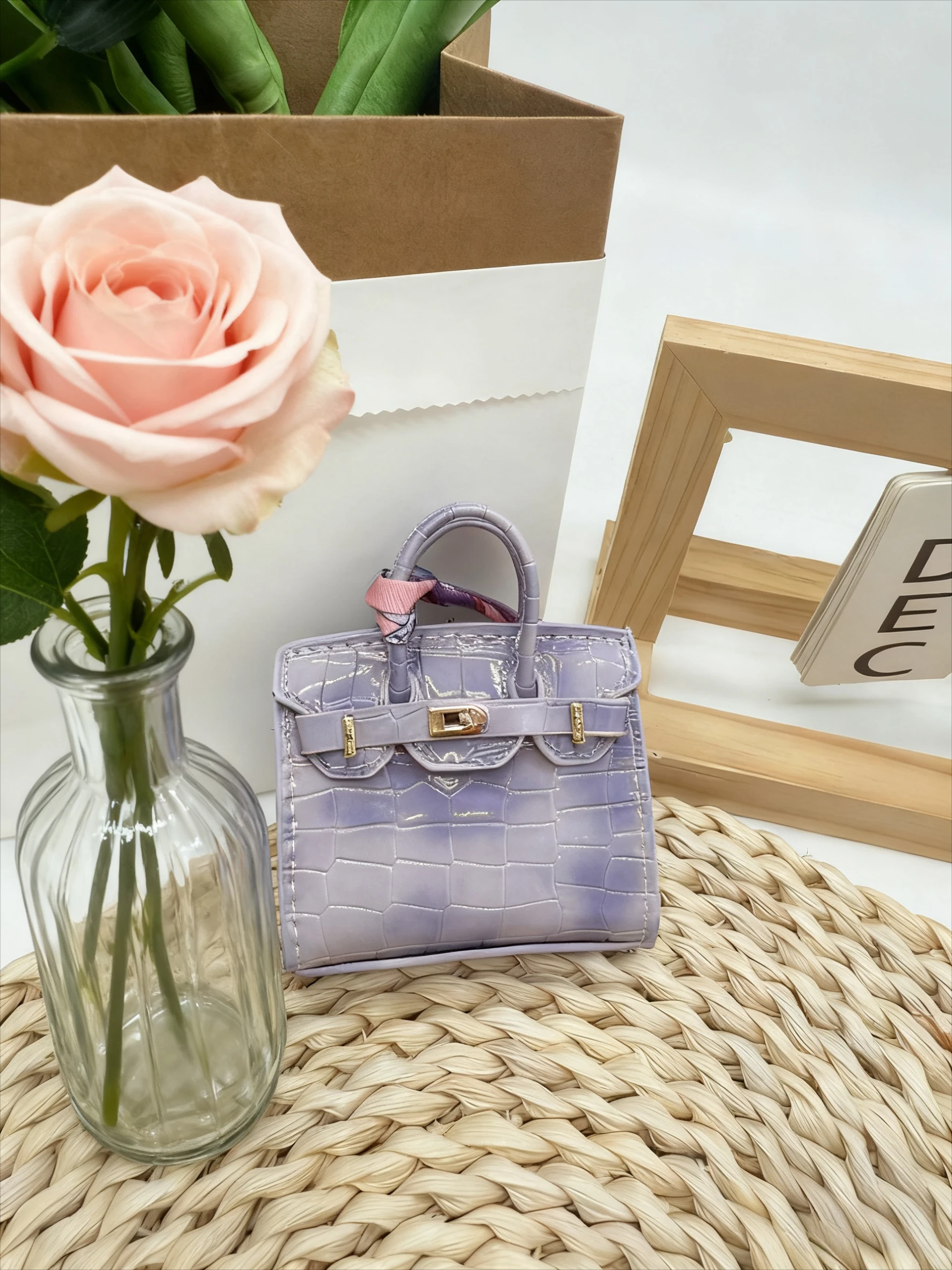 New mini shaped crocodile pattern small bag pendant accessory, cute earphone bag