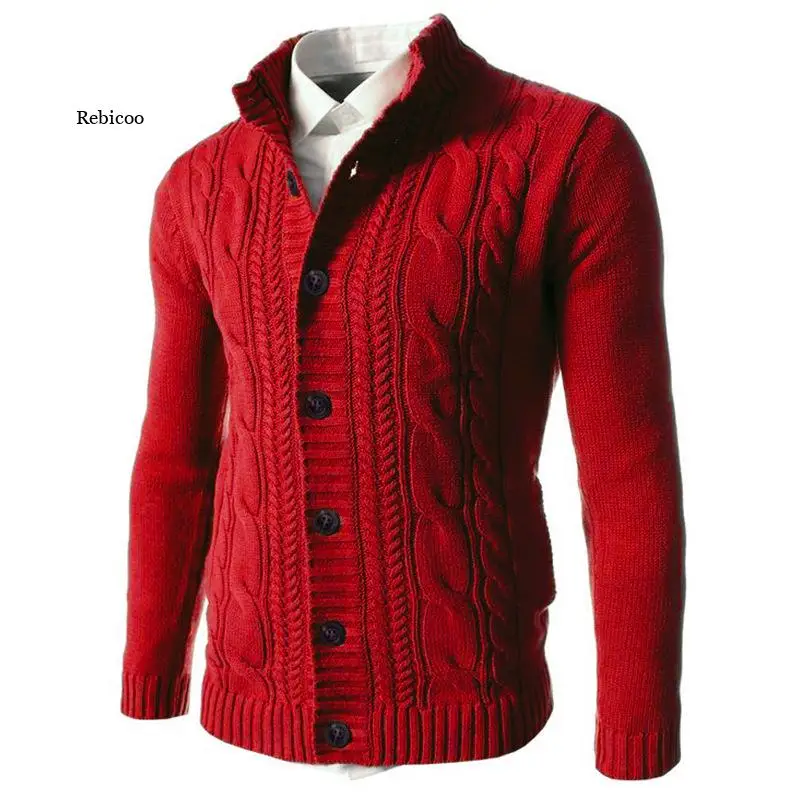 

2022 new autumn and winter men's wear solid color fashion leisure slim fit knitted cardigan sweater