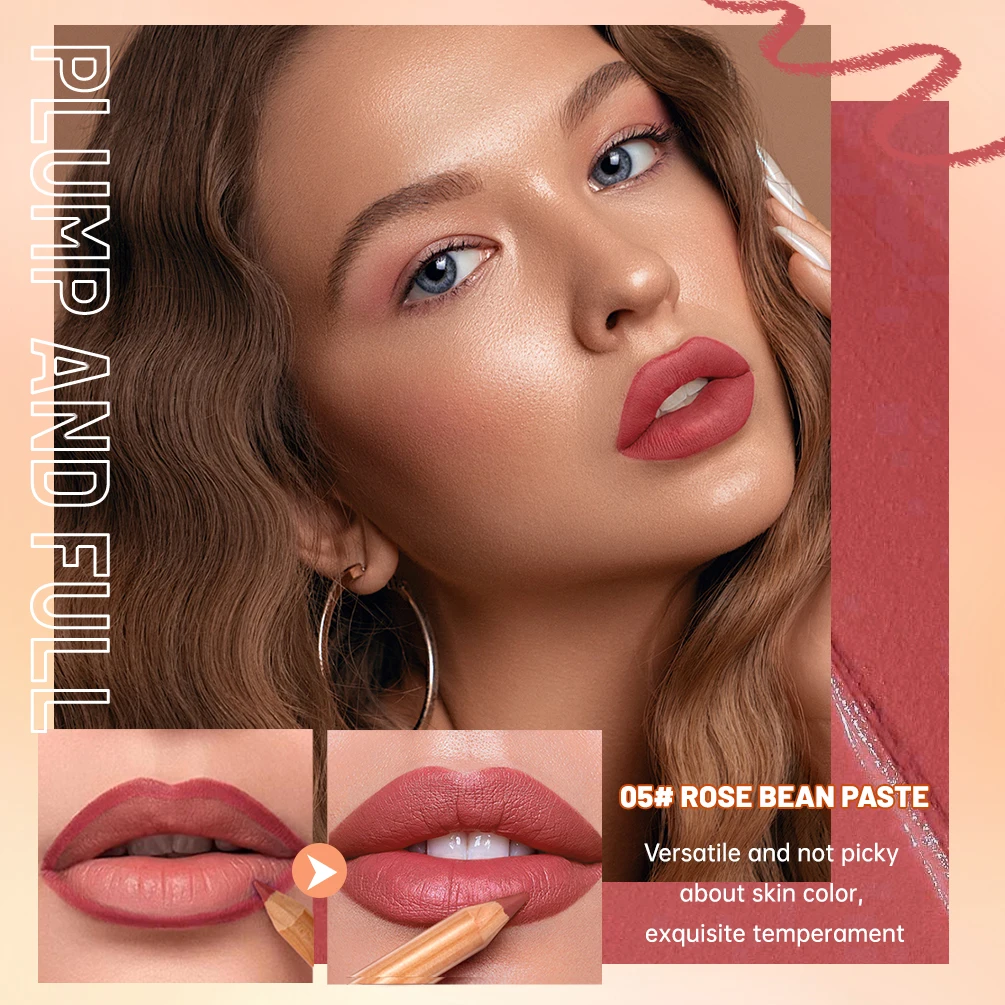 QIBEST Lip Liner Pencil Contour Matte Lipstick Pens Smudge Proof Silky Lipliner Not Easy Fade Lip Outline Sculpt Lips Makeup Set