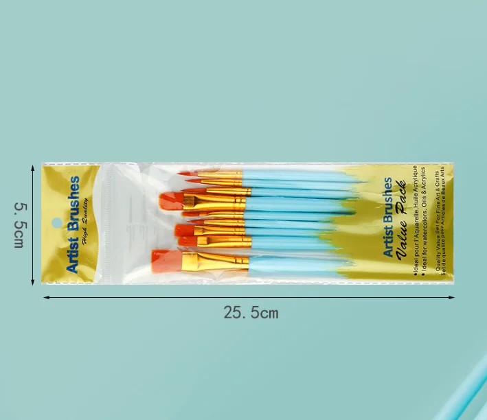 【KC】12Pcs Nylon Bristle Brush Set Flat Brushes Watercolor Oil Paint For Artists Amateur And Acrylic Paintings Fabric Brushes