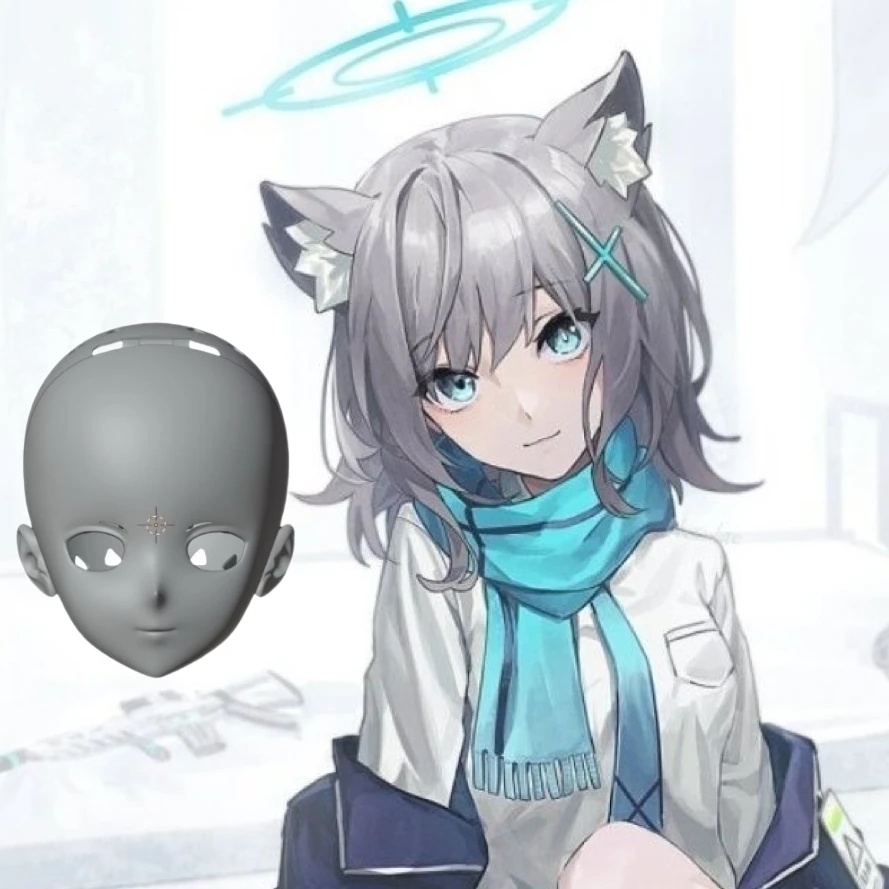 Customize Character Boy/Bily Kigurumi Half Head with Lock Anime Cosplay Kigurumi Mask COS Headgear