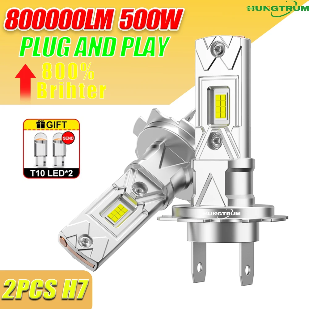 

Ampoule LED H7 800000LM CANBUS Headlight Bulb Plug And Play 6000K Cool White Wireless Spotlights Auto Lamp 1:1 Mini Size 2PCS