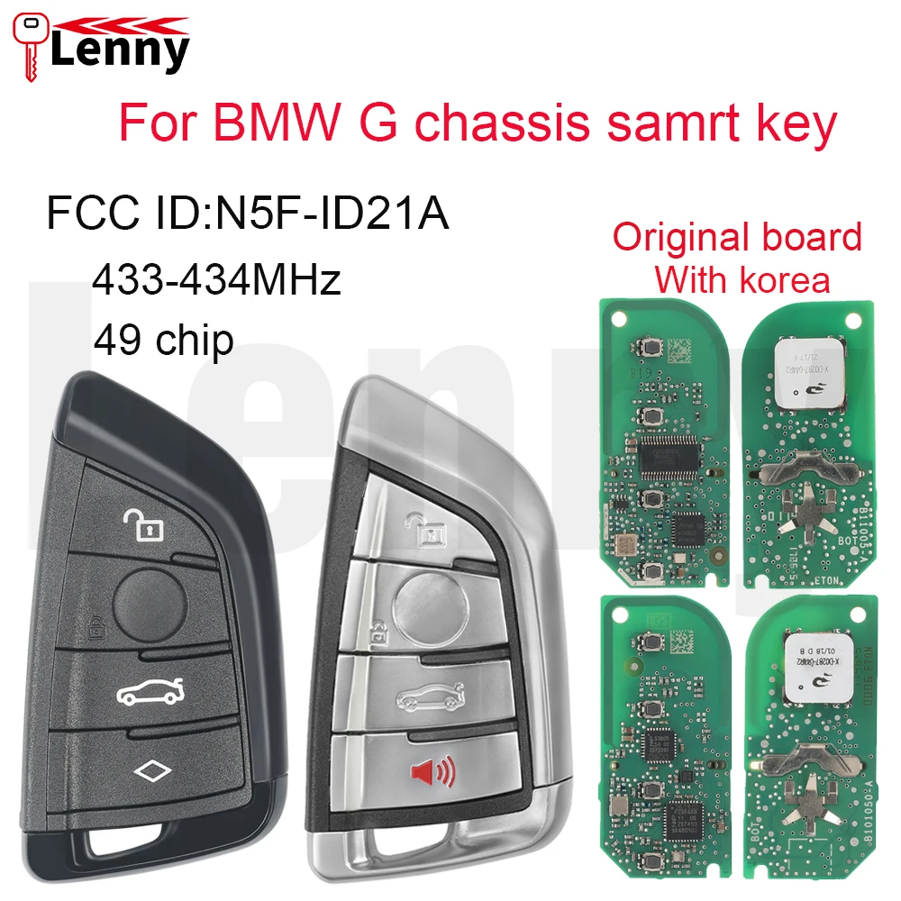 

Lenny FCC:N5F-ID21A 433-434MHz 49chip original board smart key for BMW G chassis series 5 6 7 X3 X5 X7 G01 G02 G08 G30 G31 G32+