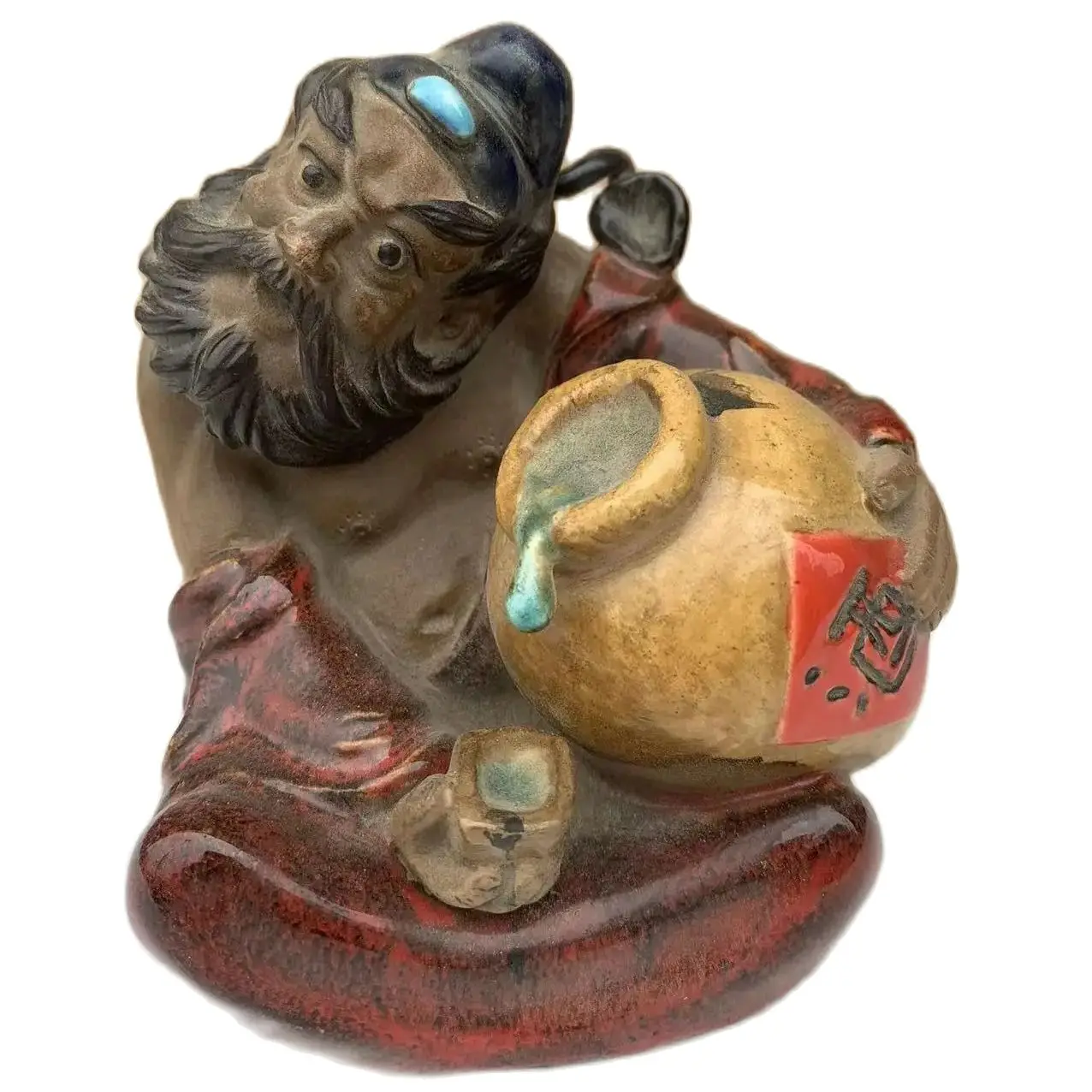 

Decoration of Chinese the Zhong Kui was drunk Statue Ceramic Figure---Shiwan Kiln porcelain