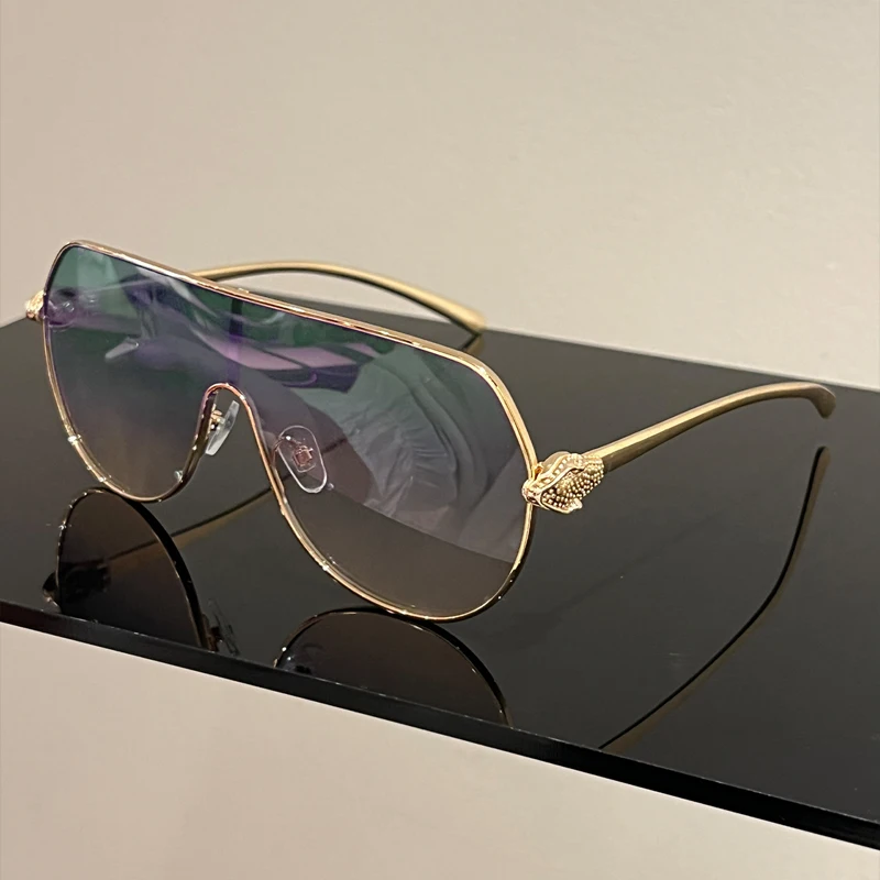 One Piece Übergroße Piloten-Sonnenbrille für Herren Neue Mode Shield-Legierung Outdoor-Brillen für Damen Trendige Luxusmarken-Design Sonnenbrillen