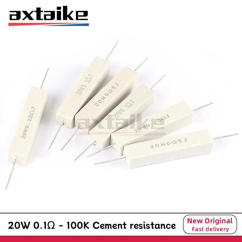 

5PCS 20W 0.1Ω - 100K Ohm Cement resistance 0.22R 0.47Ω 0.5Ω 1Ω 2Ω 4.7Ω 5Ω 10Ω 47Ω 100Ω 470Ω 1K 2K 10K 100K High power resistor