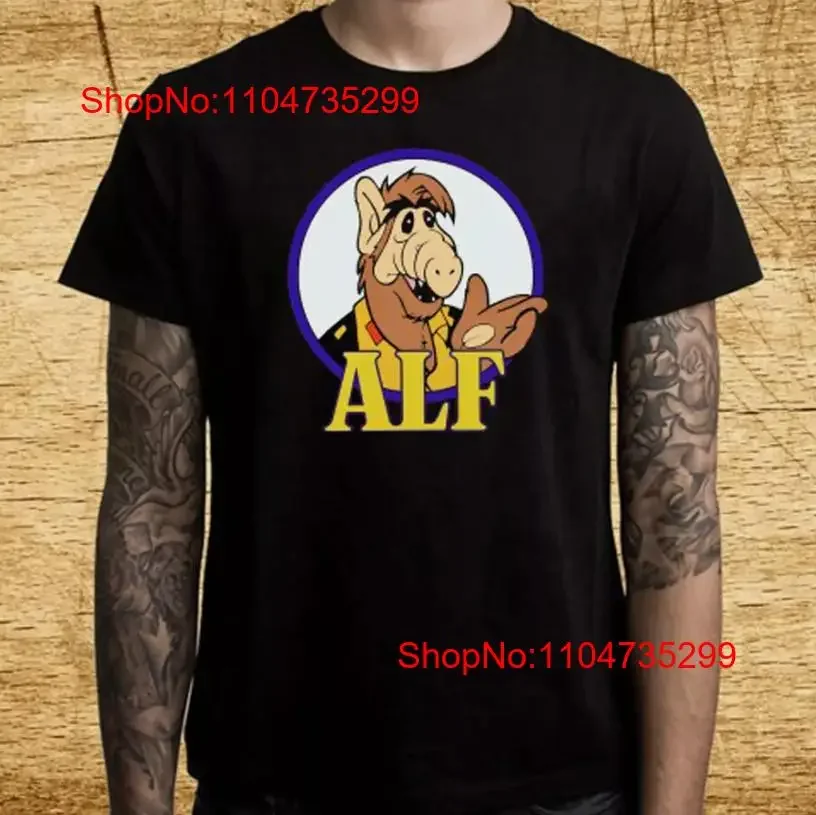 تي شيرت أسود من مسلسل ALF TV مقاس S 5XL جرافيك مغسول عتيق للجنسين ملابس شارع قابلة للتنفس ممتدة كاجوال قليلاً