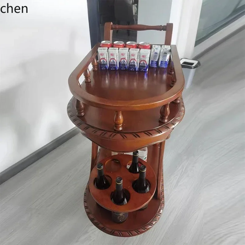 DSA  Solid Wood Dining Cart Movable Handcart Restaurant Ordering