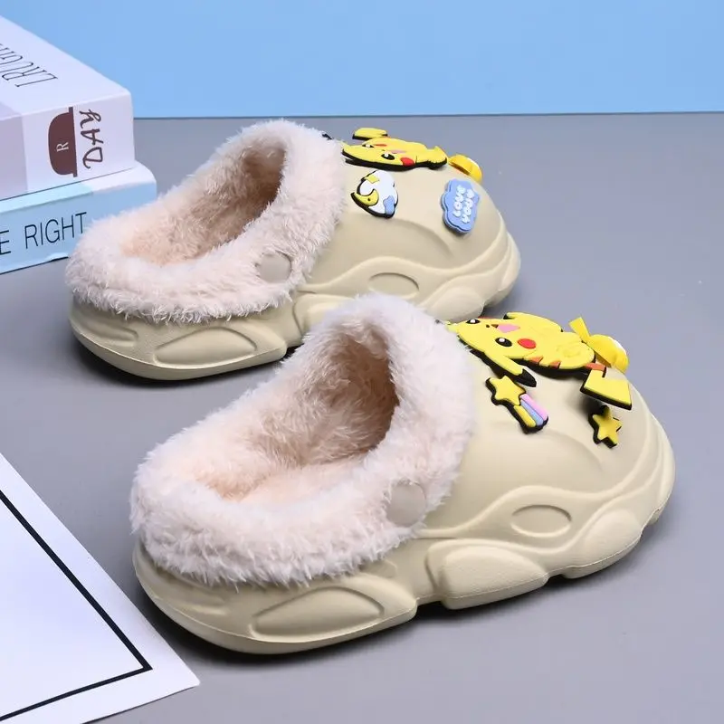 Pikachu Children's Cotton Slippers Fall and Winter Boys Home Slippers 2024 New Non-slip Soft Bottom Padded Warm Baby Slippers