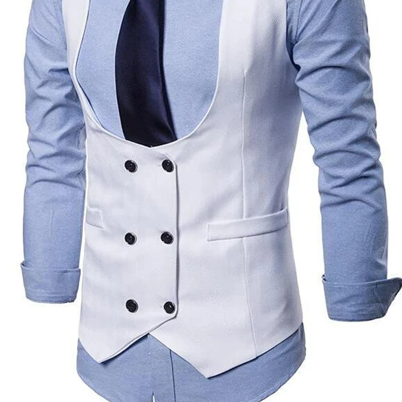 Slim Fit Suit Vest for Men with Double Breasted Single One Piece Male Waistcoat for Formal Wedding Tuxedo Fashion Coat 2023