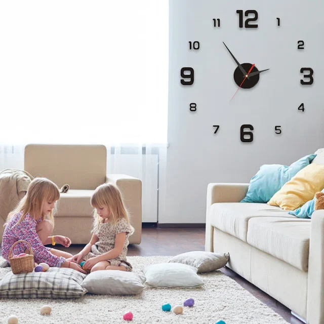 Prosty nowoczesny design Cyfrowy zegar DIY Cichy zegar ścienny Pokój dzienny Dekoracja ścienna Wystrój domu Bezdotykowy zegar z naklejką ścienną