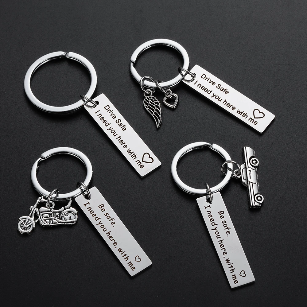 Fashion Personalized Drive Safe Keyring I Need You Here with me Dad Fathers Boyfriend Gifts Pendant Men Keychain