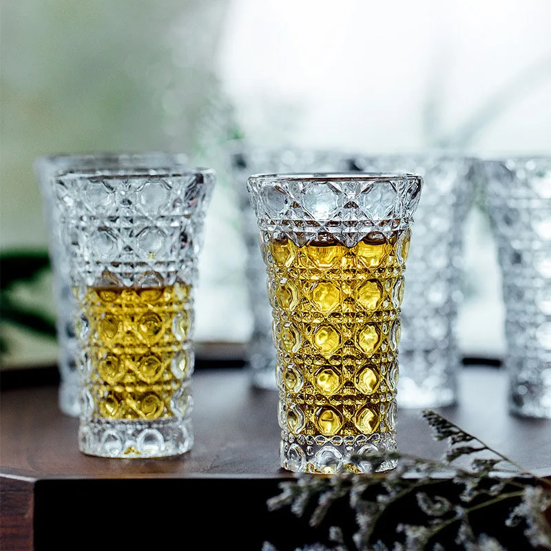 YWDL 6pcs Set Wine Glass Cup Vodka Whiskey Shot Glass Party Spirits Cup Espresso Coffee Mug Clear Cup For Sake Soju Brandy