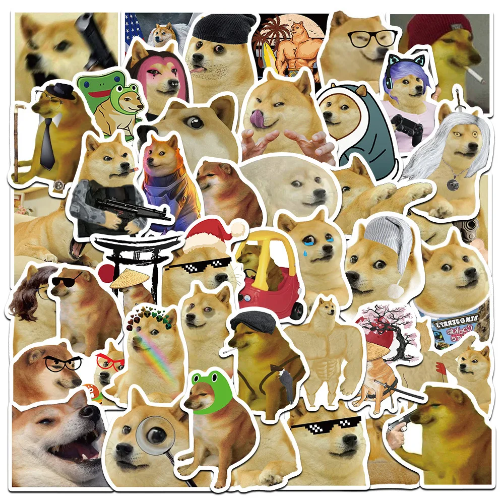 50PCS Cartoon Funny Dog Meme Stickers Decals Kids Toys Laptop Phone Motorcycle Luggage Car Fridge Guitar Bike Waterproof Sticker