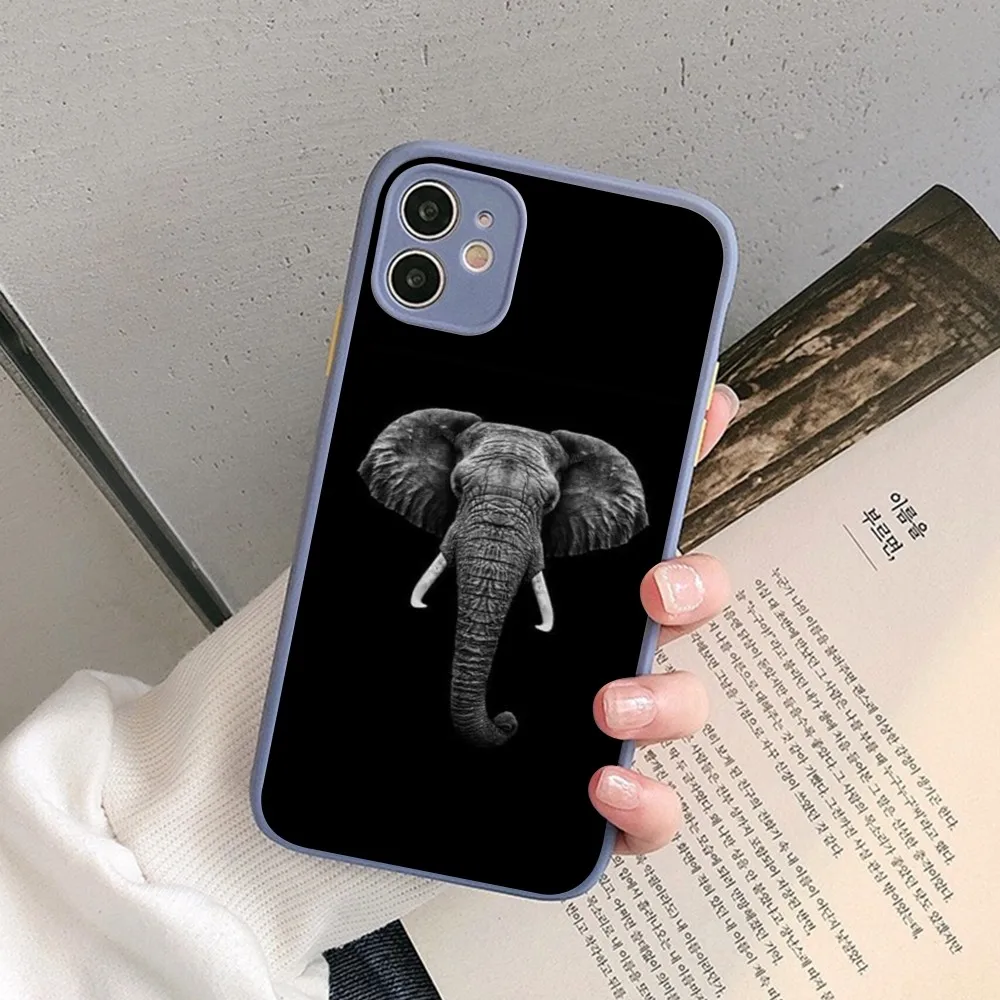 Animal Elephant Phone Case for iPhone 14 11 12 13 Mini Pro Max 8 7 Plus X XR XS MAX Translucent Matte Cover