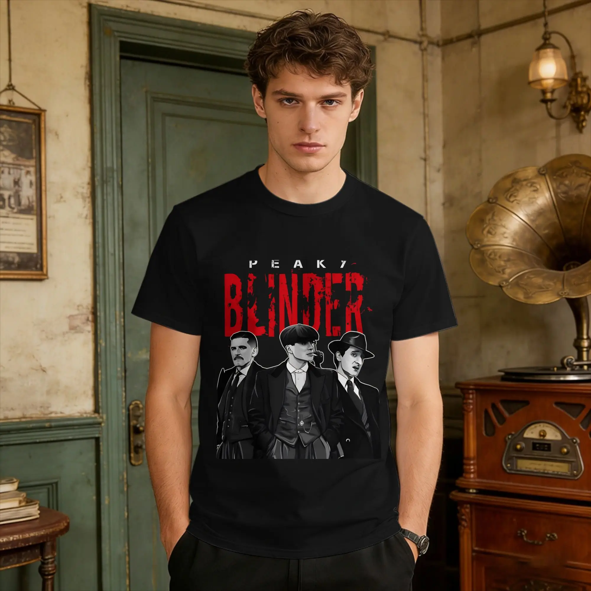 Men's Tommy Shelby T-Shirts Peaky Blinders  100% Cotton Top Tees Summer Short Sleeves T Shirt O-Neck Harajuku Print Tee Shirt