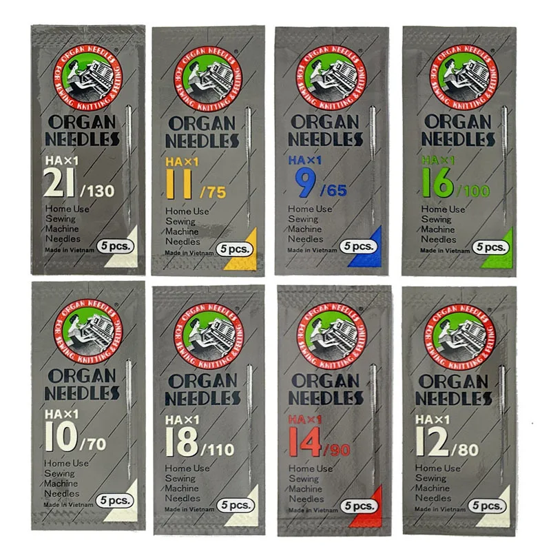 5pcs ORGAN Universal Needles HA X 1130/705H 15x1 Sizes #9 #11 #12 #14 #16 #18 Compatible with Singer Juki Brother Bernina Pfaf