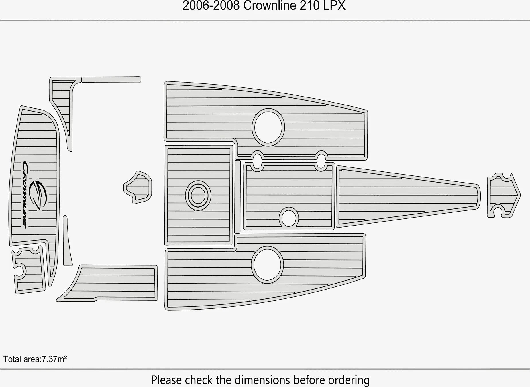2006-2008 Crownline 210 LPX 1/4 "6mm mousse EVA antidérapant PVC teck terrasse marine tapis seadek aqua tapis sol marin