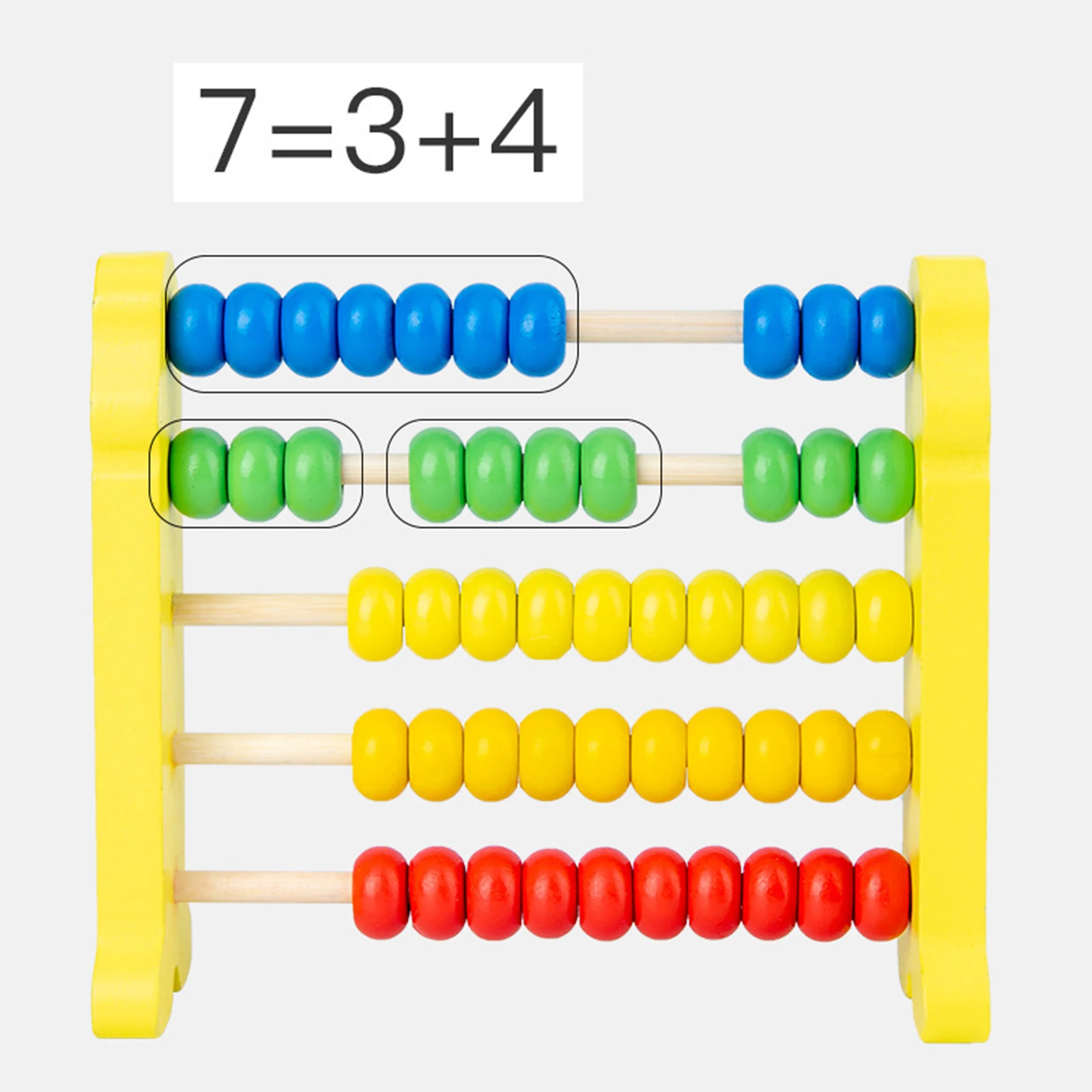 Juguete de juego de matemáticas con marco de ábaco de madera Montessori con cuentas multicolores educativo