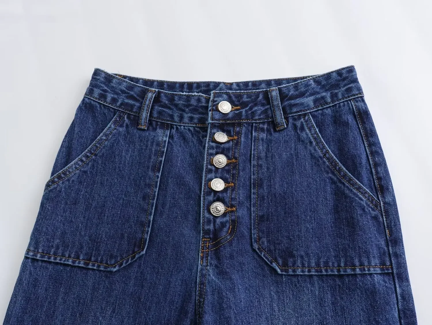 Jeans retrô de cintura alta feminino com botões, calças de tecido jeans, moda chique, Joker, novo, 2022