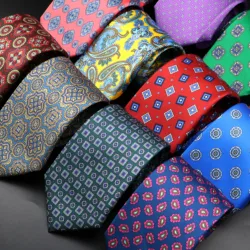 Corbatas de seda para hombre, Jacquard a rayas, cuadros florales, Paisley, 7,5 cm, accesorios de corbata, uso diario, camisa, traje, corbata, regalo de fiesta de boda