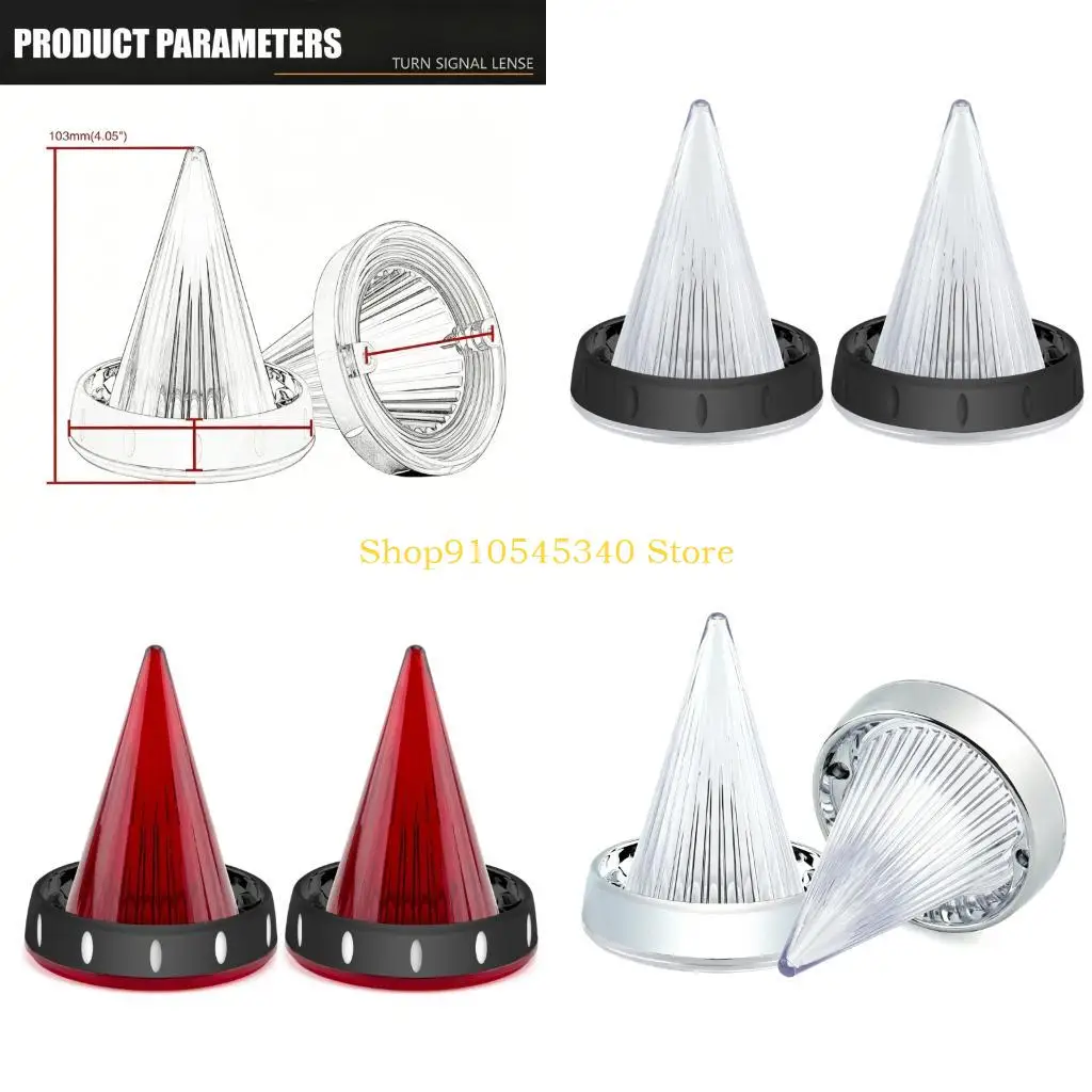 U2JA Motorcycle Light Lens Cover Pair Set, 1986-2021 Fitment, Ribbed Cone Housing for Style Use on Cases