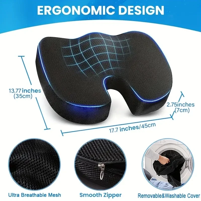 Ergonomic Memory Cotton Office Cushion Hemorrhoid Cushion Chair Cushion Sedentary Artifact Student Ass Cushion