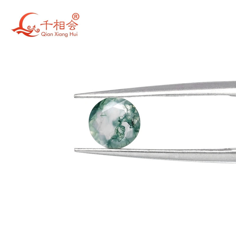 Natural Green Moss Agate Round Shape Natural Cut Gemstone Loose High Quality Ocean Grass Agate for Jewelry Making