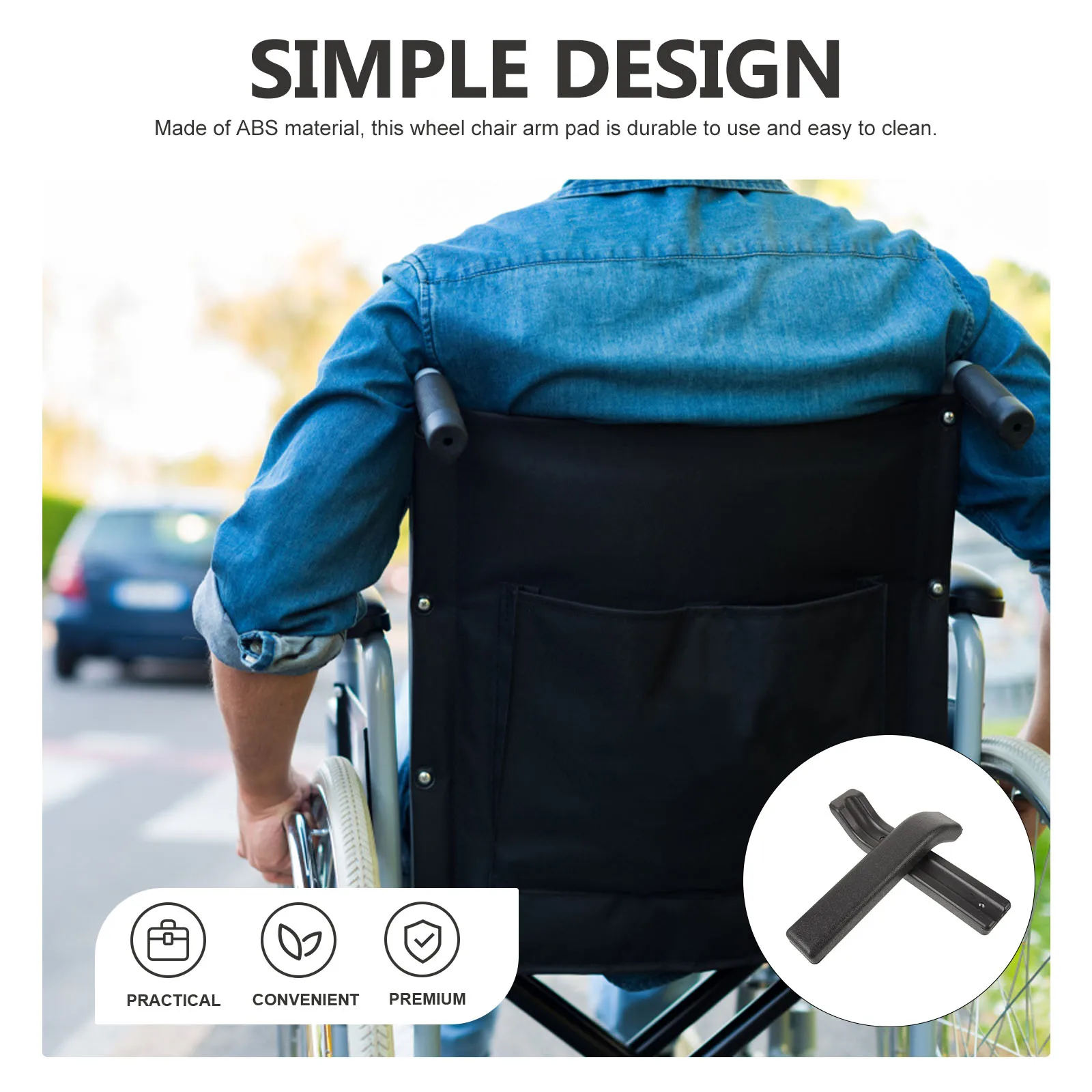 

2pcs Wheelchair Armrest Accessories Universal ABS Plastic Pads for Wheelchairs Comfort Anti Slip Easy Clean Wide