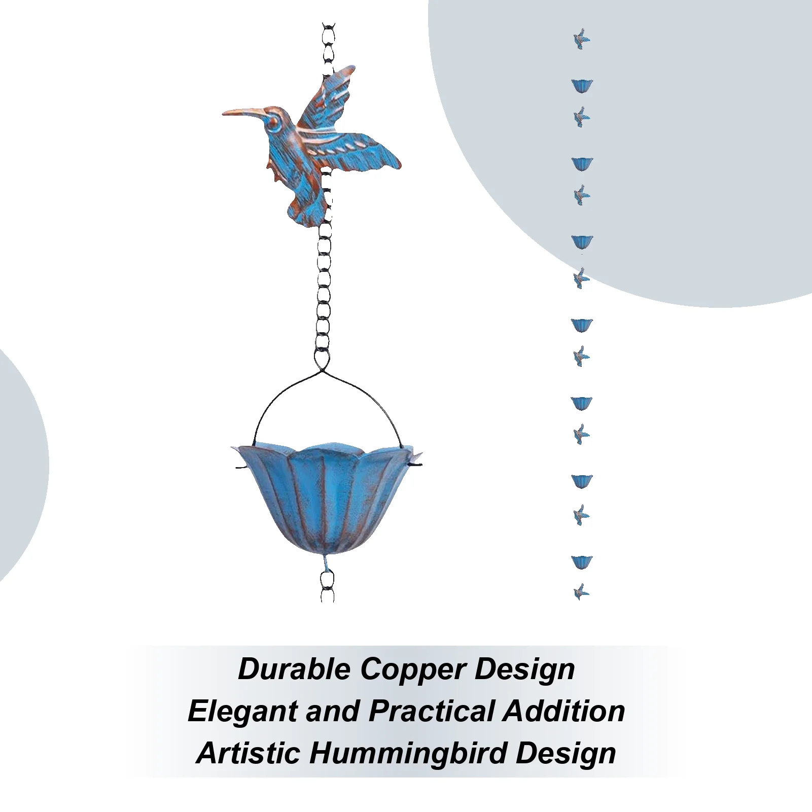 

Copper Rain Chains For Gutters 7.87ft Water Downspout With 7 Cups Rain Catcher Chain For Home Garage Eave Backyard Outdoor Park