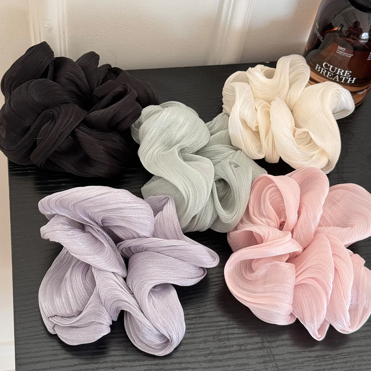 

Soft Romantic Solid Color Hair Ties for Women Girls with Unique Ruffle Design Vintage Elegant Organza Chiffon Hairbands Braiders