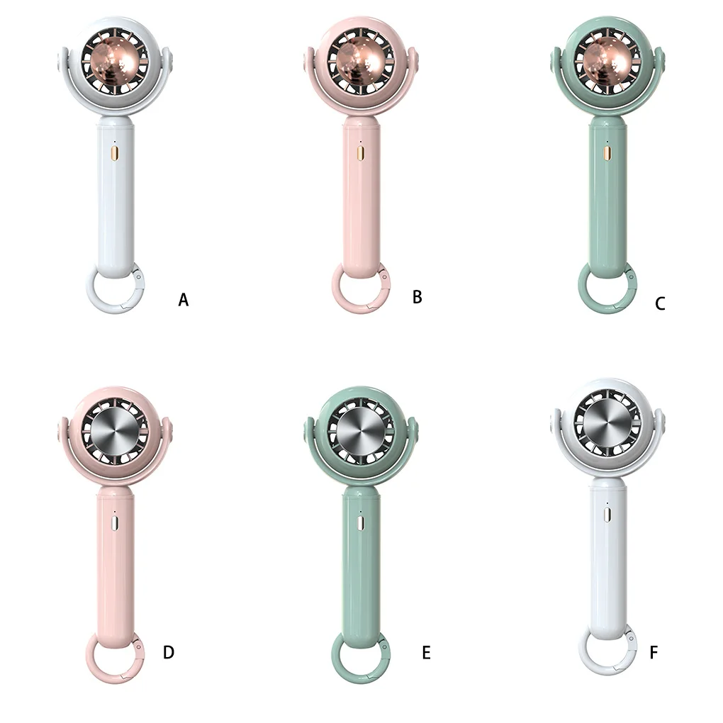 Portable Fan Handheld Replacement Travelling Solid Color 3 Gear Button Switch Summer Cooling Fans Cooler with Carabiner