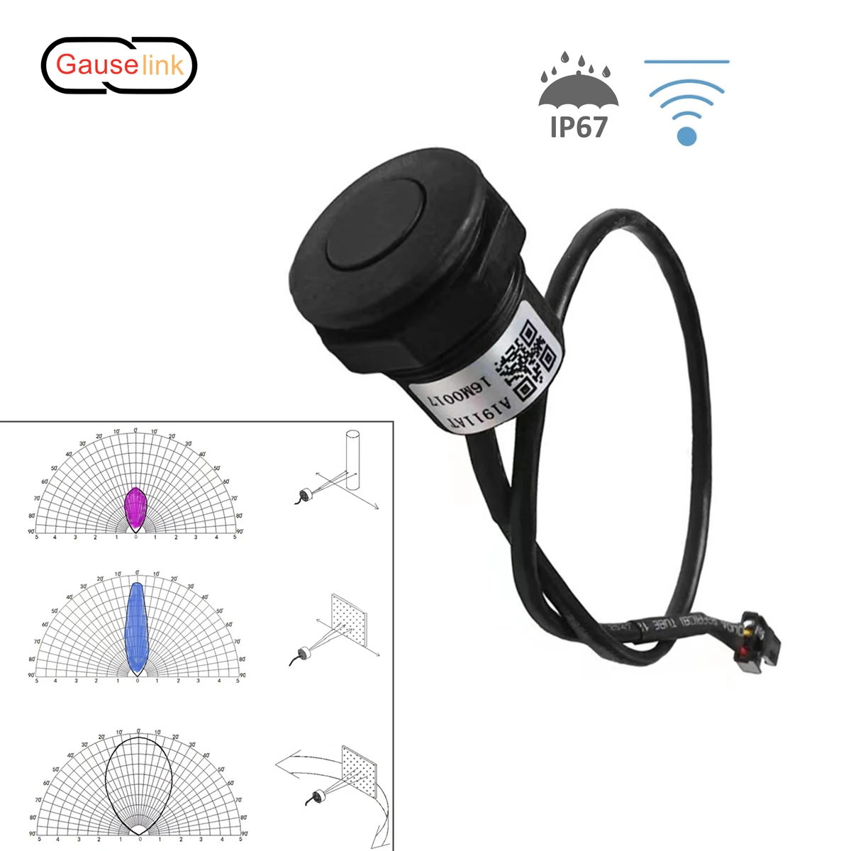 Ultrasonic Sensor Module Probe for Distance Water Level Flow Measurement Waterproof IP67 UART/PWM/RS485 Output 28-450cm GL-A19