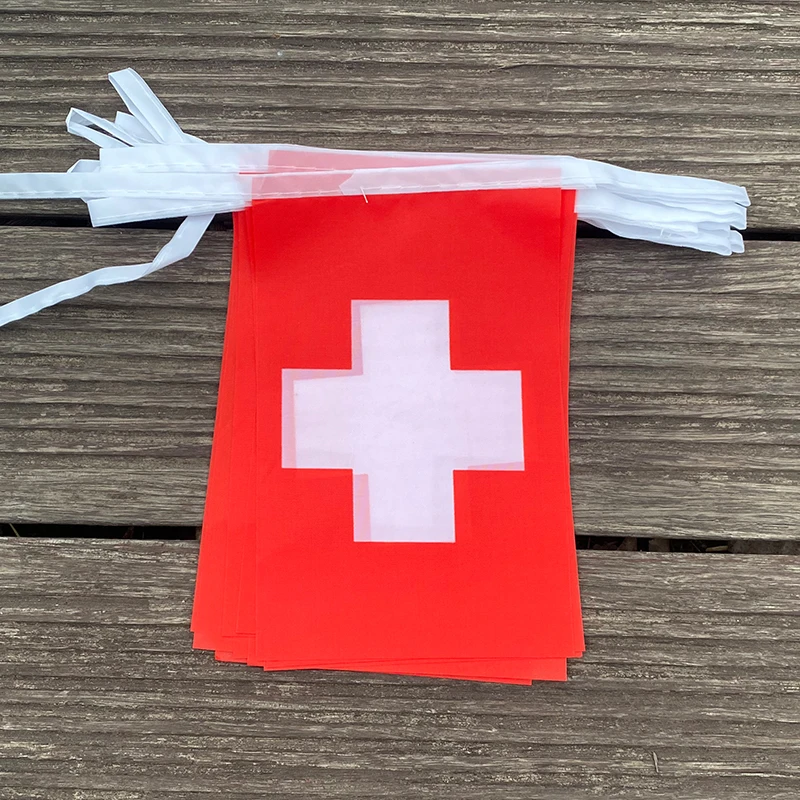 xvggdg   20pcs/set   Switzerland    bunting flags Pennant String Banner  swiss Flag Buntings Festival Party Holiday