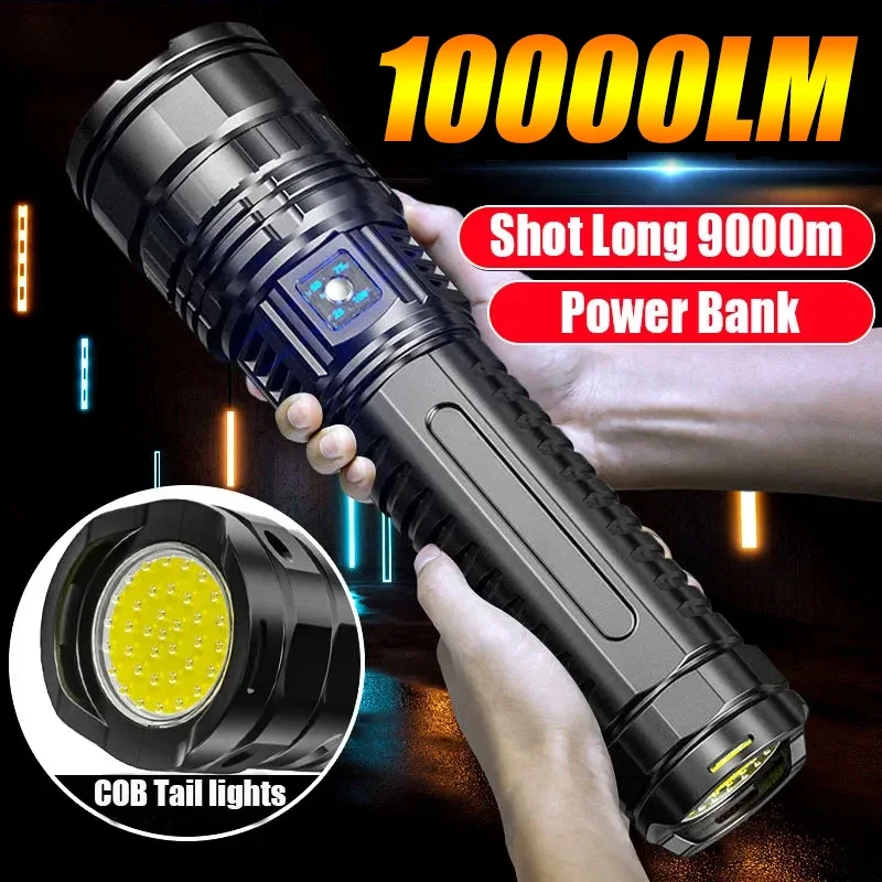 15000mah Built-in Battery 1000W Most Powerful Led Flashlights Tactical Flash Light Emergency Spotlights 4km Holiday Gifts