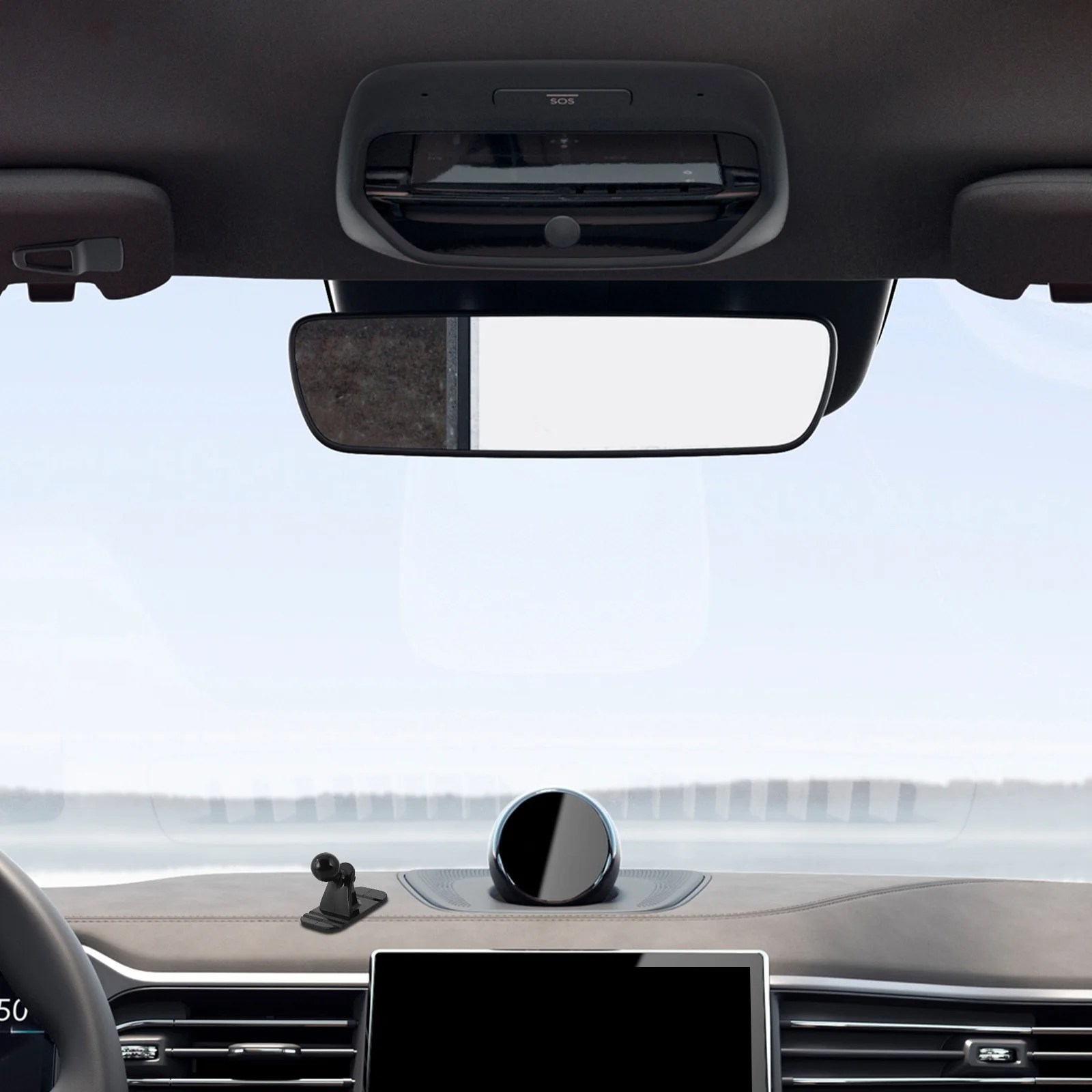 

Ball Head Phone Bracket Holder Compact Car Mount Stable Adhesive Base Adjustable Angle Ball Joint Phone Holder for Dashboard