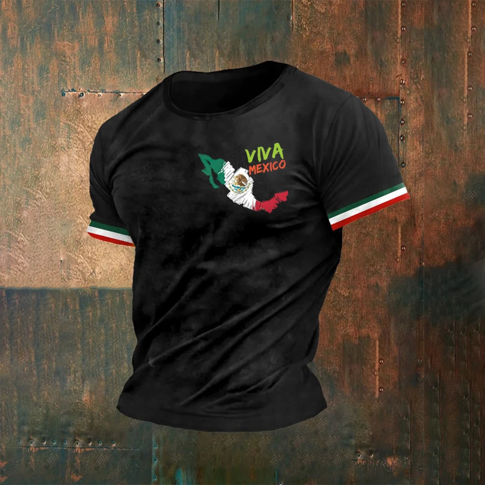 Mexico Flag T-shirt For Men Print Casual Y2k Harajuku O Neck Streetwear Pullover Loose Male Tops Tees Outdoor Oversized Clothing