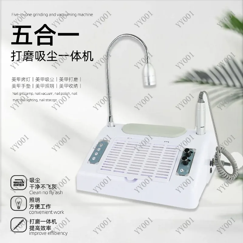 5 In 1 Nail Salon Set 96W UV Lamp Polisher Dust Collector Hand Pillow