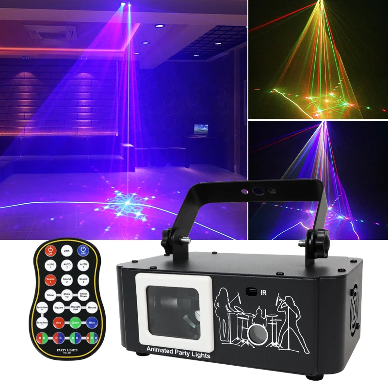 HCWE US PLUG Upgraded Version Remote Control Starry Sky Pattern Beam Radium Spotlight RGB Applicable To House Party Halloween DJ