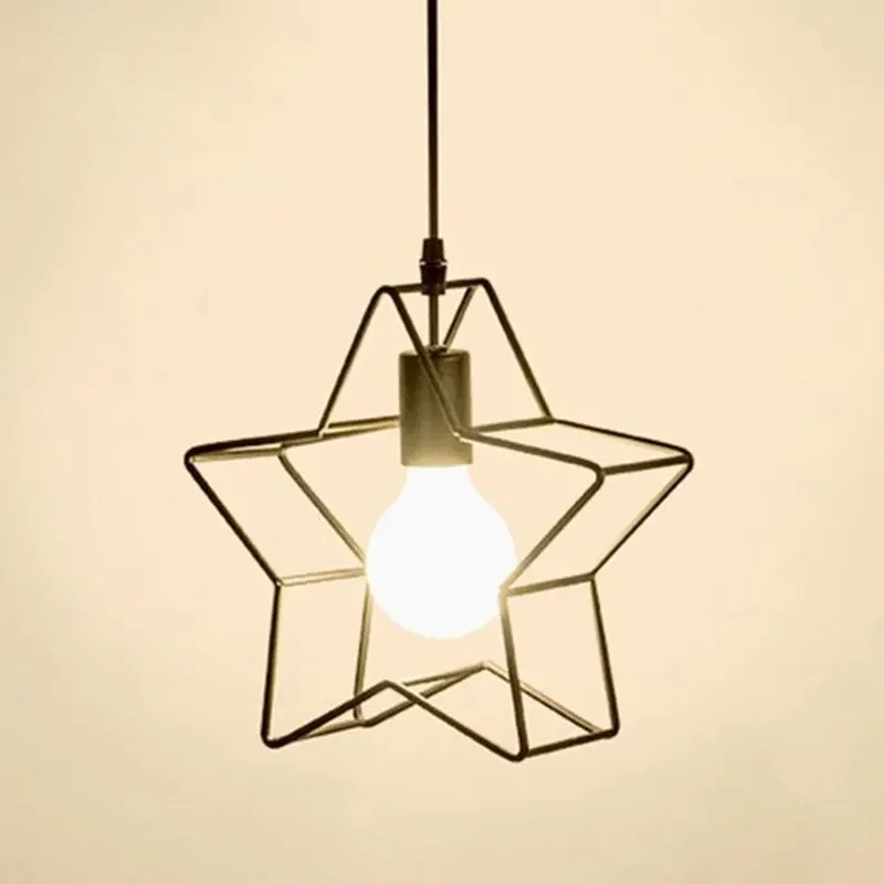 

Vintage E27 Nordic Fashion Iron Meal Pendant lamp Personalized Creative Star Pendant light for Restaurant Coffee bar Bedroom