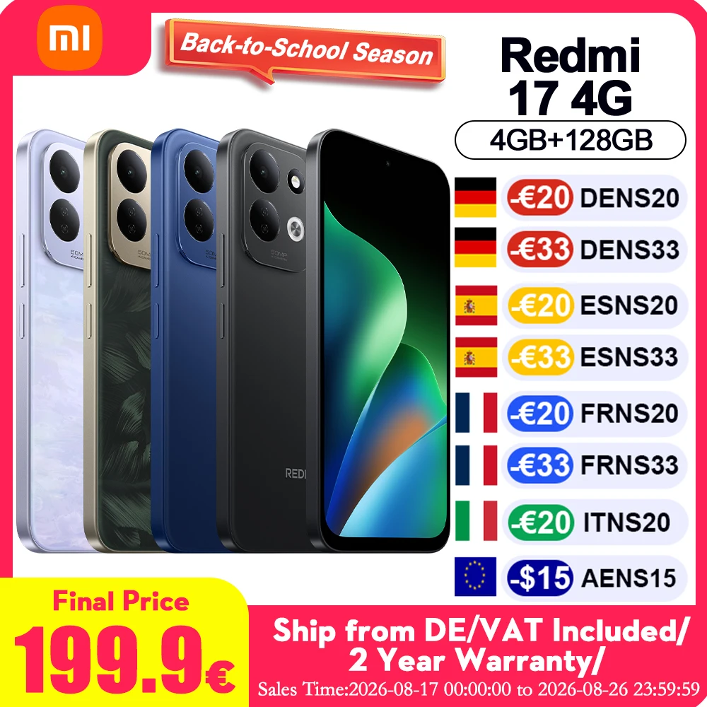 Versión Global Redmi 17 4G NFC, Teléfono Móvil con Pantalla AMOLED FHD de 6.9 P…