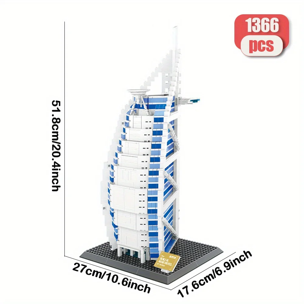 creative expert ideas The Burjal Arab Hotel of Dubai moc Building Block model toy gifts kieds children Christmas 1366pcs