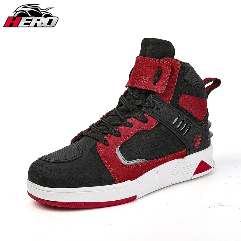 

Motorcycle Boots Men Breathable Anti-fall Rider Road Racing Casual Shoes Boots Gear Shift Rubber Sole Reflective Motorbike Shoes