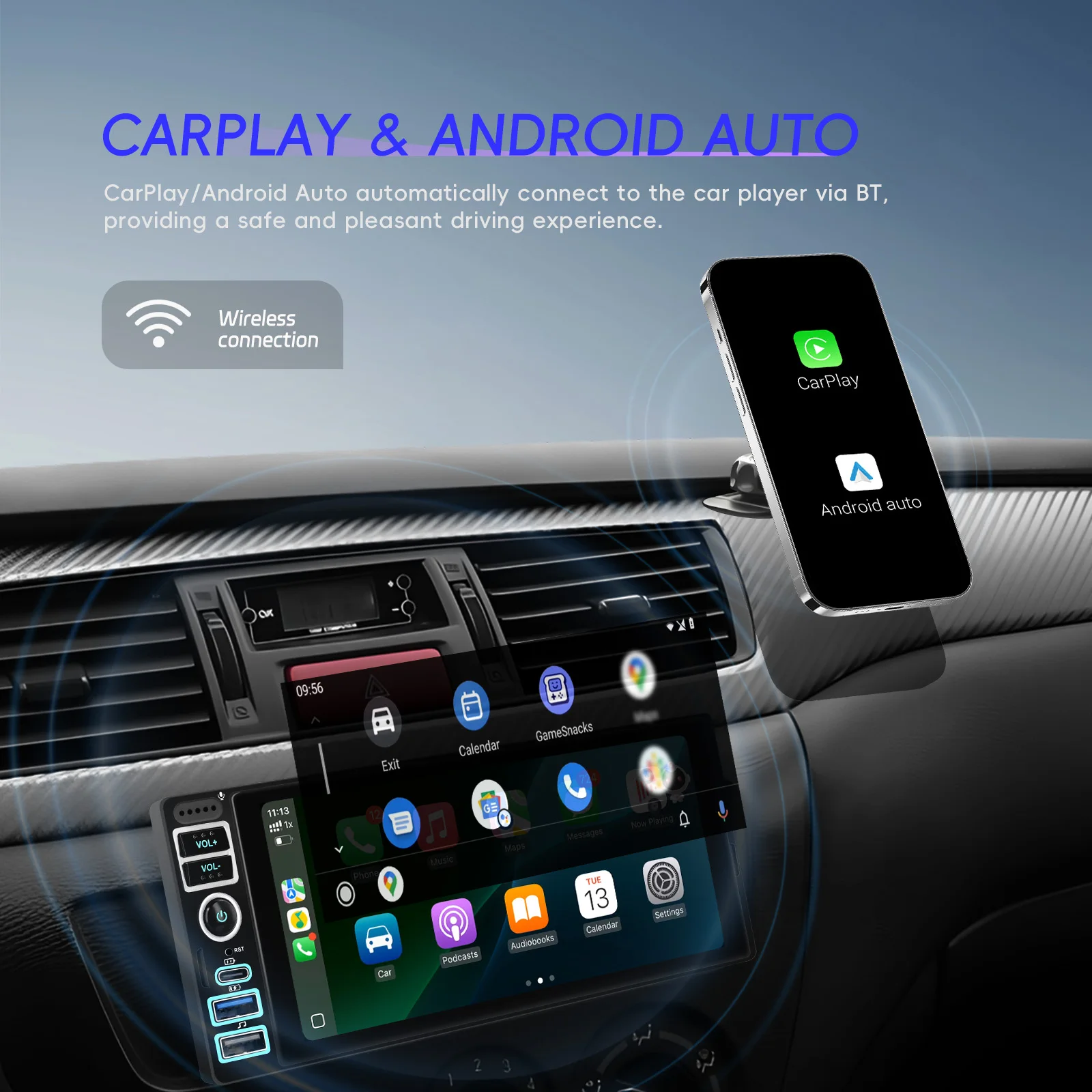 Hikity 4 + 64G 1 DIN راديو السيارة الاندورويد AI DSP Carplay أندرويد السيارات مرآة ربط نظام تحديد المواقع والملاحة واي فاي نظام السيارة الذكي FM/RDS #3