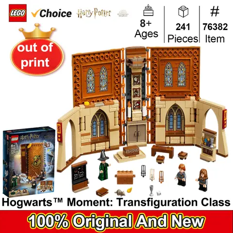 LEGO 76382 Momento di Harry Potter Hogwarts: set di costruzioni di classe di trasfigurazione, giocattolo da libro da collezione, custodia da viaggio, set da gioco portatile