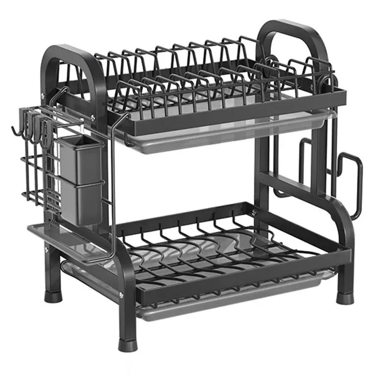Y39A-1 Set Dish Drying Rack Multifunctional Dish Rack Rustproof Kitchen Dish Drying Rack With Drainboard & Utensil Holder