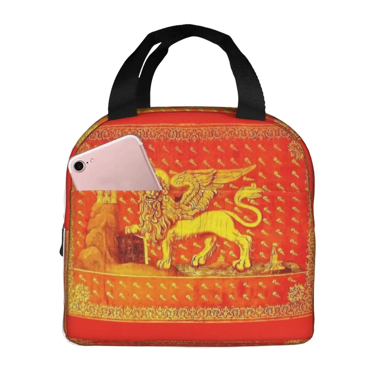 Venice Veneto Flag Insulated Lunch Bag for Women Portable Lion of Saint Mark Cooler Thermal Lunch Tote Beach Camping Travel