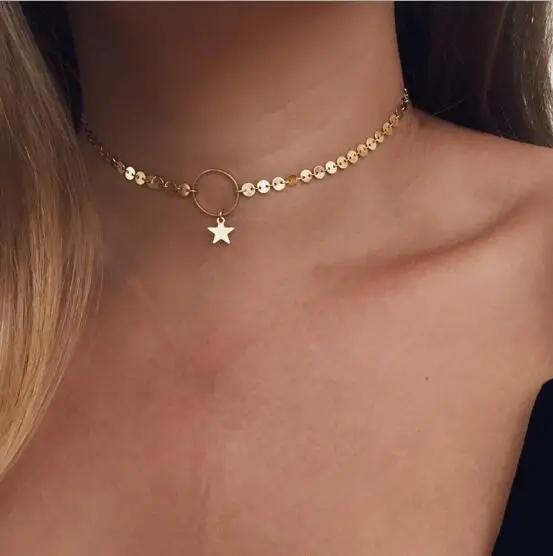 Aihua Hohe Qualität Schlüsselbein Kette Schmuck Gold Silber Farbe Vogel Taube Herzen Sterne Choker Halsketten für Frauen Täglichen Collares – Detail 5