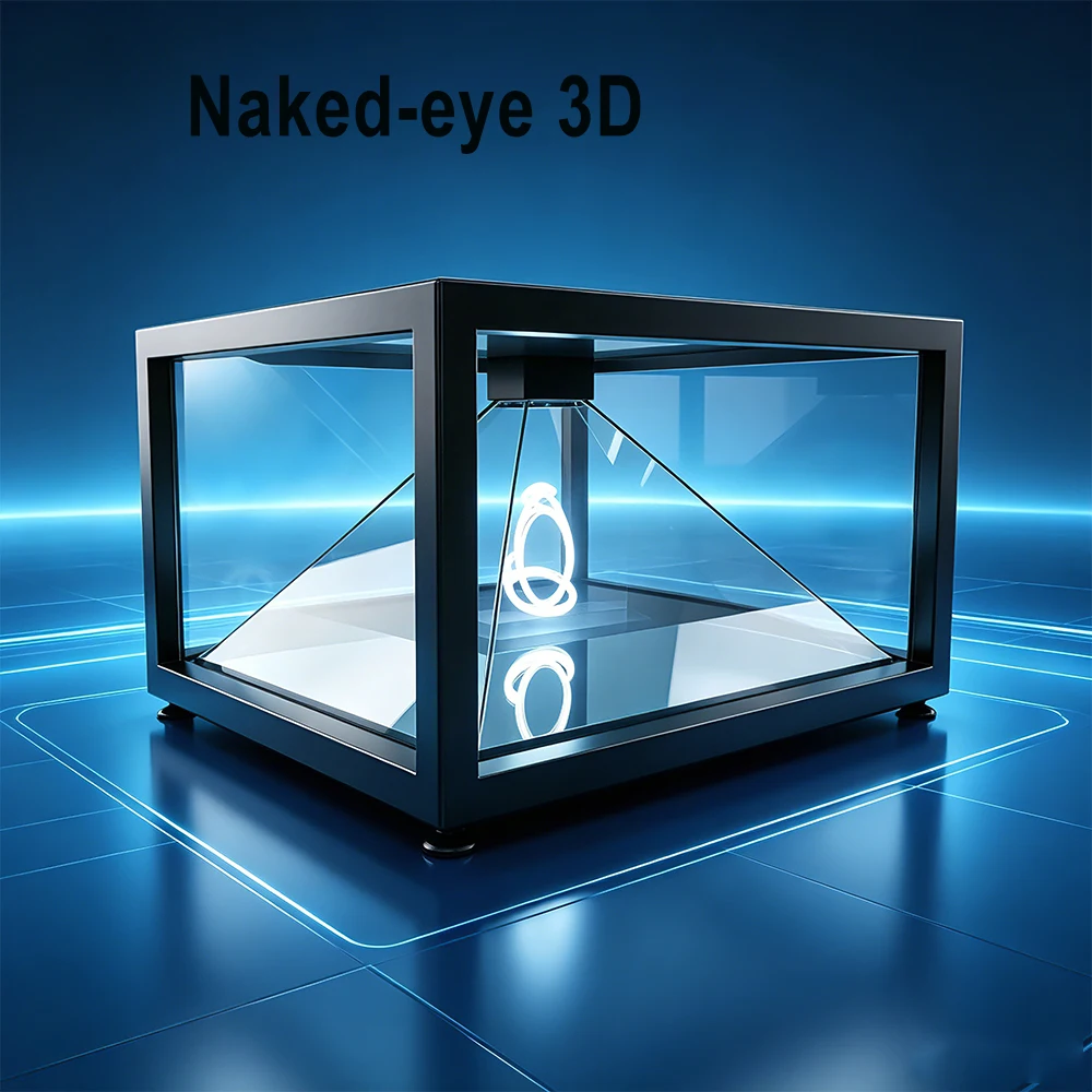 1meter Large-scale Four-sided 3D Holographic Projection Screen, Suitable for Exhibitions and Shopping Mall Advertising.